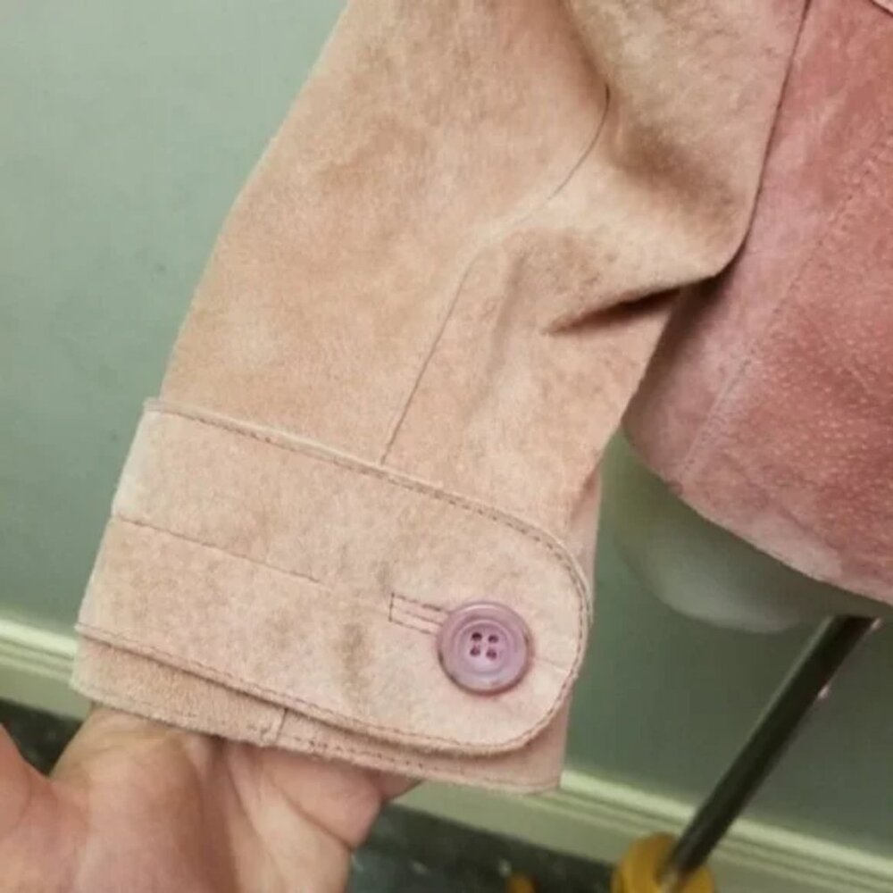 So Blue 100% Suede pink jacket women's size XS ( O24) - Picture 5 of 7
